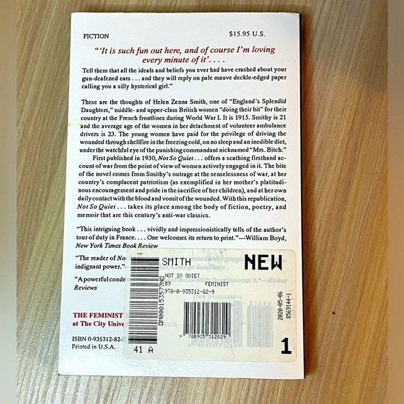 Not So Quiet Paperback Book By Helen Zenna Smith France Tour Of Duty World War I - Picture 2 of 6